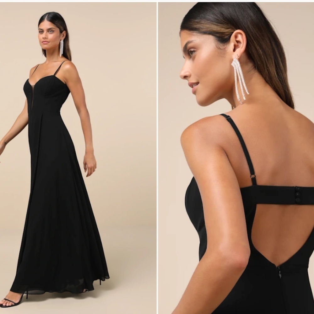 LULUS Prom Elegant Wedding Bridesmaid Romantic Flowy Chiffon Maxi Dress - Picture 4 of 5